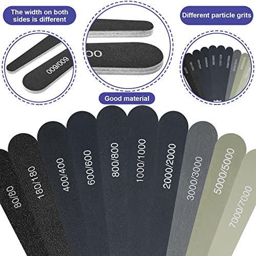 Honoson 10 Pcs Sanding Sticks for Plastic Models, Low Grits, Water Drop - style: Water Drop Style