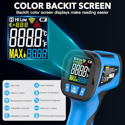 Infrared Thermometer Temperature Gun with Color LCD, IR Temp Gun -40℉~1202℉