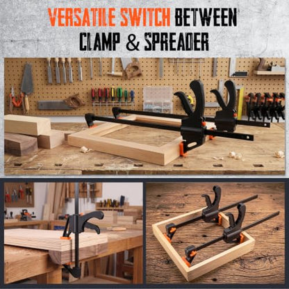 AJulyBee 8Pcs Bar Clamps for Woodworking, 6" & 12" Quick Grip F Clamps Set