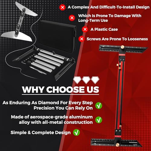 Stair Tread Template Tool (Red/Black) Stair Tread Measuring Tool - Stair Tread Jig - Stair Tread Gauge - Modern Stair Template Tool - color: RED/BLACK