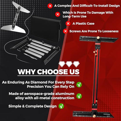 Stair Tread Template Tool (Red/Black) Stair Tread Measuring Tool - Stair Tread Jig - Stair Tread Gauge - Modern Stair Template Tool - color: RED/BLACK