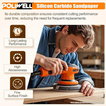 POLIWELL 6 Inch Sanding Discs 20 Pack 1000 Grit Silicon Carbide - style: 1000 Grit