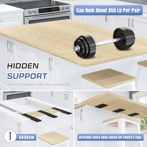Countertop Support Brackets Heavy Duty 4 Pack 1/4" Thick 10 Inch Flat Hidden Knee Wall Countertop Bracket for Granite Quartz Wood Concret Countertops Screws Included - size: 10 inch-4 Pack