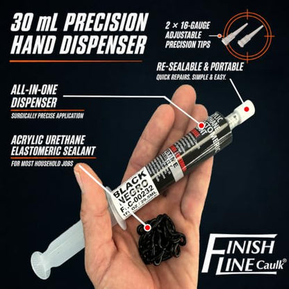 30mL Pre-Filled Precision Caulk Applicator Black 5-Pack - color: Black