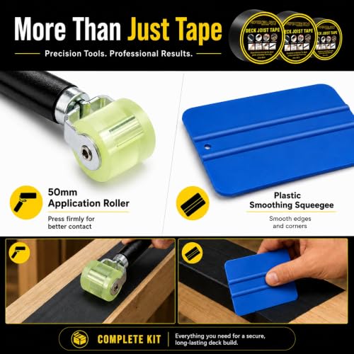 Deck Joist Tape Kit, 3 Rolls 2 in x 50 ft with Roller and Squeegee