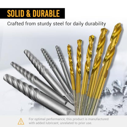EWK 10 Pcs Screw Extractor Set with HSS Left-Hand Drill Bit, CR-MO Spiral Screw Removal Tool for Stripped, Broken, Damage Rust Screws - style: 10 Pcs Drill Bit Set