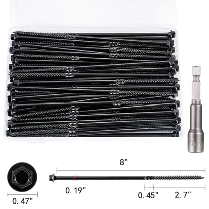 50 PCS #14 x 8” Wood Structural Screws Heavy Duty Hex Head Screws - size: #14x8"
