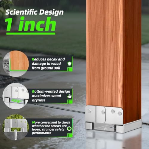 10 PCS 6x6 Post Base for Concrete, Adjustable Aluminum-zinc Plated Steel Deck Post Anchor Base for 5.5x5.5 Wood, Post Base Holder with 1" Standoff for Deck Gazebo Pergola Porch（Includes Screws