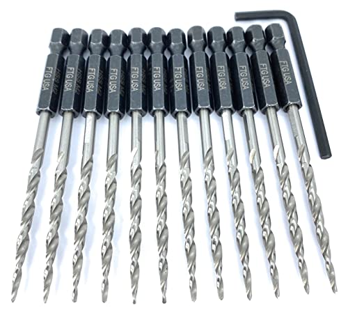 FTG USA 12Pc #6 (9/64") Replacement Countersink Drill Bit Set Tapered Bits - size: #6 (9/64"), style: 12 Bits w/o cutter