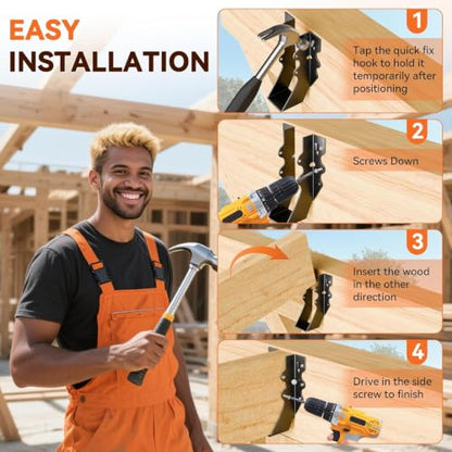 25 Pcs Black 2x6 Joist Hanger,LU26 18 Gauge Double Shear Face Mount Joist Hanger,Hurricane Ties for Rafters Tie Brackets Great for Floor Deck and Ceiling Joists - size: 25Pcs 2x6, style: Black