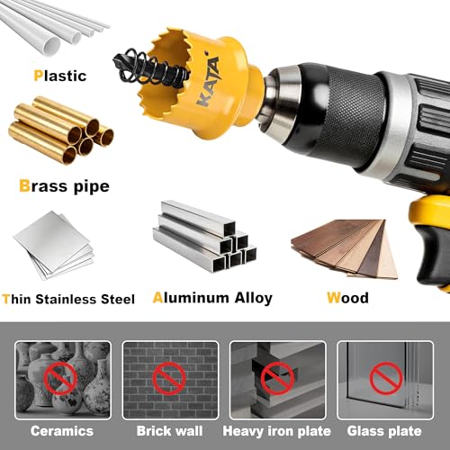 KATA 7/8" Bi-Metal Thin Wall Hole Saw for Thin-Gauge Metal, Plastic, PVC - color: Yellow (7/8")