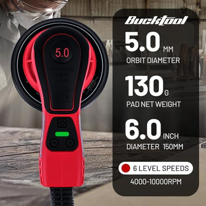 BUCKTOOL 6-Inch Random Orbital Sander, 3A Brushless, 4000-10000 OPM