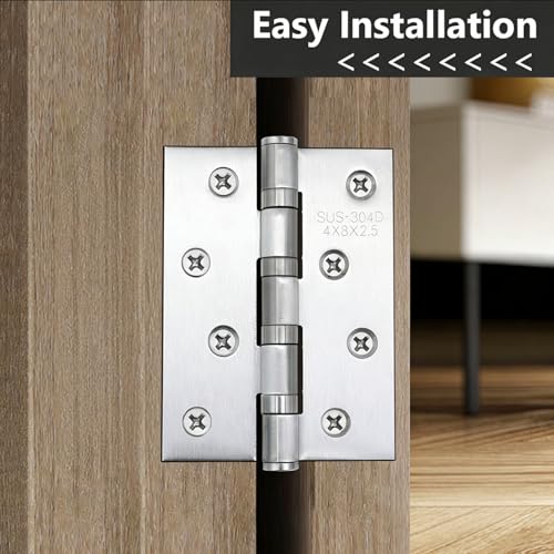 LAFULER 4 Pack 4×2.9inch Silver 304 Stainless Steel Door Hinge， - size: 4×2.9inch(Silver)