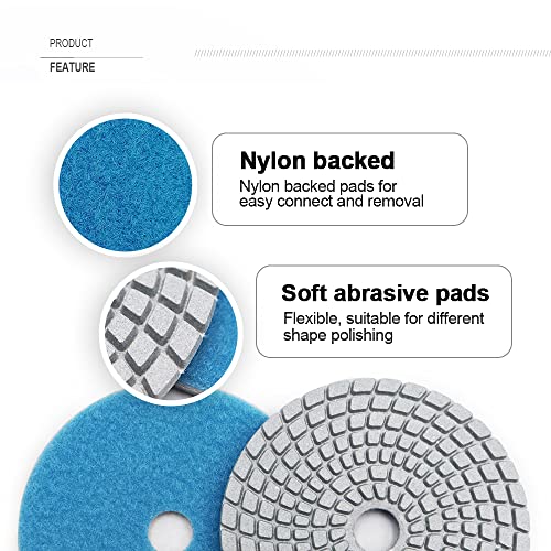 SHDIATOOL 8Pcs 4 Inch Diamond Wet Polishing Pads with White Bond Grit 100 for Marble Granite Stone - style: Grit 100