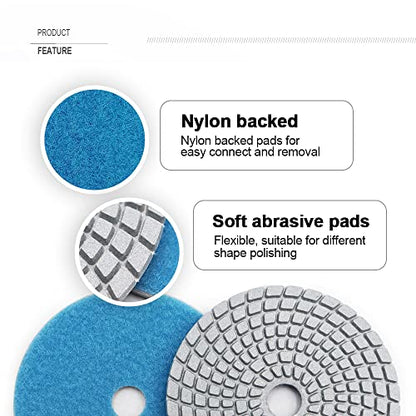 SHDIATOOL 4 - Inch Diamond Polishing Pads with White Bond Grit 800 Wet for Marble Granite Stone 8Pcs 100mm - style: Grit 800