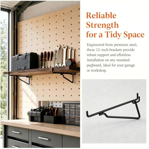 Shimeyao 10 Pcs Pegboard Shelf Brackets 12 Inch, Peg Hooks, Black - color: Black, size: 12 Inch
