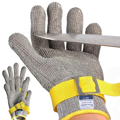 Dowellife ANSI A9 Cut Resistant Glove Food Grade, Stainless Steel Mesh Metal Knife Cutting Glove for Butcher Meat Cutting Oyster Shucking Kitchen Mandoline Chef Slicing Fish Fillet (Small-3 Pcs) - size: Small (Pack of 3)