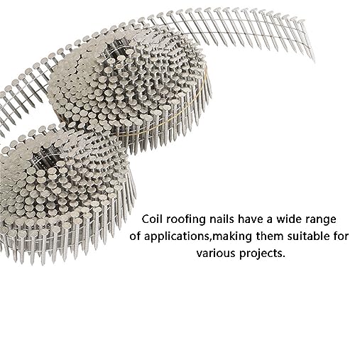 GXYWADY 3600Pcs 1-1/4 x 0.09 Inch Coil Roofing Ring Shank Siding Nails 15 Degree Coiled Nails, 304 Stainless Steel Wall Nails, Small Cap Coil Nails - size: 1-1/4x0.09