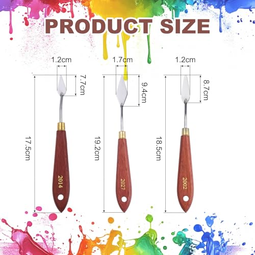 MECCANIXITY 3pcs Palette Knife Type A 17.5/18.5/19.2cm Long Palette Knives - size: 17.5/18.5/19.2cm