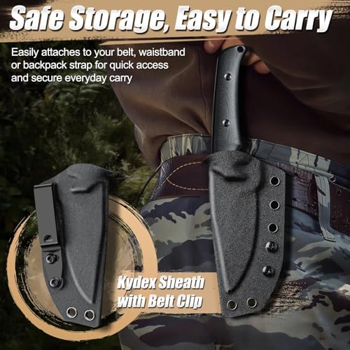 Purple Dragon Fixed Blade Knife - Full Tang Hunting Knife Black - size: 3.3 inch