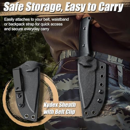 Purple Dragon Fixed Blade Knife - Full Tang Hunting Knife Black - size: 3.3 inch