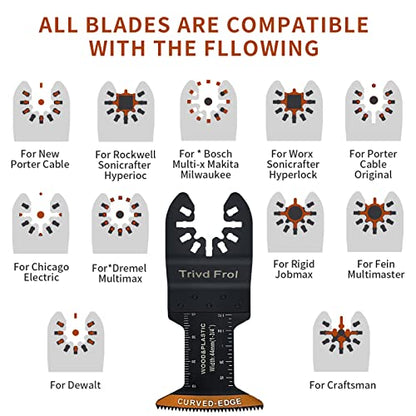 Trivd Frol 100 PCS Curved-Edge Oscillating Tool Blades for Wood Plastics