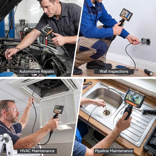 Two-Way 210° Articulating Borescope, 4.3" 1080P Endoscope Camera with Light