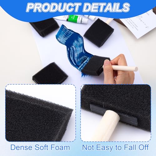 SmallCat 10 PCS Foam Paint Brushes, 1" 2" Foam Sponge Brushes for Varnishes, Reusable Sponge Brushes with Wood Handles for Painting, Staining, and DIY Crafts - Black - size: 10 PCS, 1" 2"