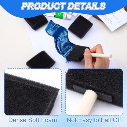 SmallCat 10 PCS Foam Paint Brushes, 1" 2" Foam Sponge Brushes for Varnishes, Reusable Sponge Brushes with Wood Handles for Painting, Staining, and DIY Crafts - Black - size: 10 PCS, 1" 2"