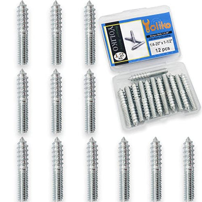 12 Pack 1/4-20 x 1-1/2 Inch Silver Hanger Bolts 1/4-20" Double Headed Bolts 1/4 Wood Dowel Screw Self-Tapping Screw Hanger Bolts for Furniture Screws Double Screw Threaded Rods Bolt 37mm length - size: Silvery 1/4-20"x1-1/2"-12PCS