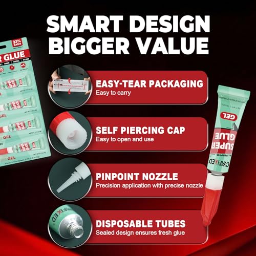 Super Glue Gel Pro, 4 x 4g Single-Use Superglue Tubes for Wood Crafts - size: 4 x 4g (Pro), style: Gel