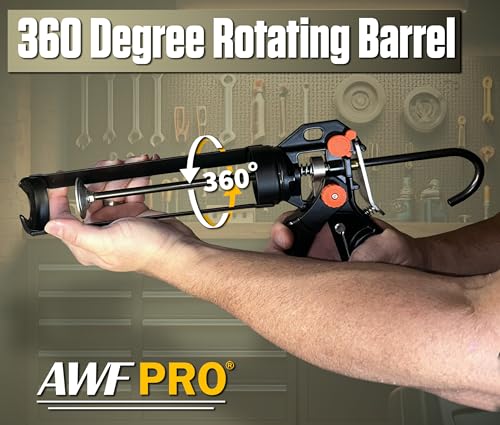 AWF PRO 10 oz Dual Thrust Caulk Gun, 25:1 or 12:1 Thrust Ratio - size: 10 oz, style: Pack of 1