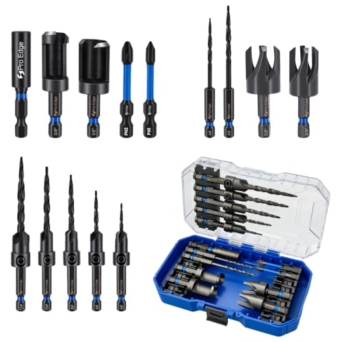 17Pcs Countersink Drill Bit Set 1/4" Hex Shank Wood Plug Cutters - size: 4#-12#