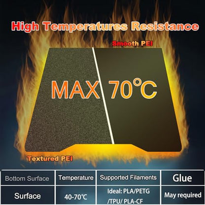 265x280mm Black Build Plate for Creality Hi Combo, Double Sided Textured PEI+Smooth PEI Flexible Spring Steel Platform Heated Printing Bed for Creality Hi Combo 3D Printer - size: 265x280mm