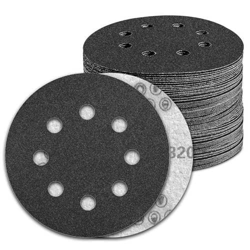 100 Pcs 5 inch Wet Dry Sanding Discs 320 Grit 8 Hole Hook and Loop - style: 100 Pcs-320 Grit