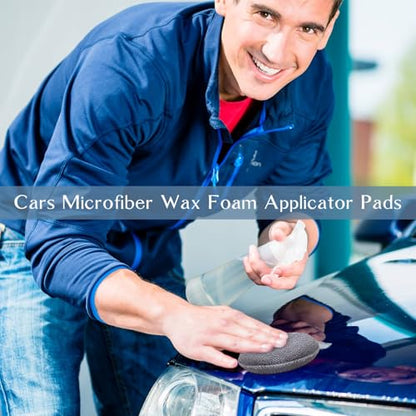 Tanlade 100 Pcs Car Detailing Microfiber Applicator Pad Wax Applicator Wash Microfiber Pads, 5 Inch Diameter (Grey) - color: Gray