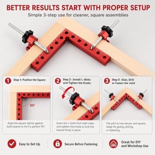 Neddie 90 Degree Corner Clamps for Woodworking, 4-Pack 5.5-Inch Squares