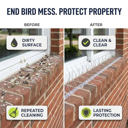 Bird-X Stainless Bird Spikes 8-Inch Extra-Wide, 2 Ft Strips, 100 Feet - size: 4.1 Oz