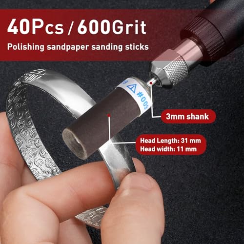 40PCS Sanding Sticks,600 Grit Sanding Drums for Dremel Rotary Tool - style: 600 Grit 40 Pcs