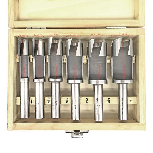 Industrial H7693 - Deep Plug Cutter 6 Pc. Set for Woodworking with Storage Wooden Box