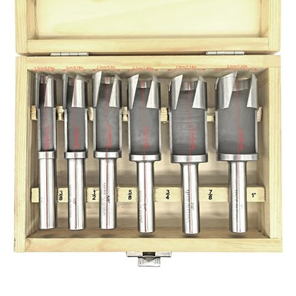Industrial H7693 - Deep Plug Cutter 6 Pc. Set for Woodworking with Storage Wooden Box