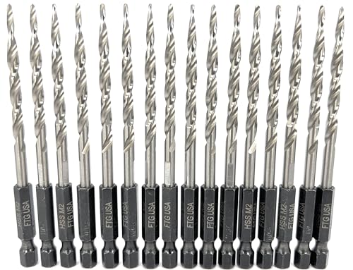 FTG USA 16Pc #8 (11/64") Replacement Countersink Drill Bit Set Tapered Bits - size: #8 (11/64"), style: 16 Bits w/o cutter