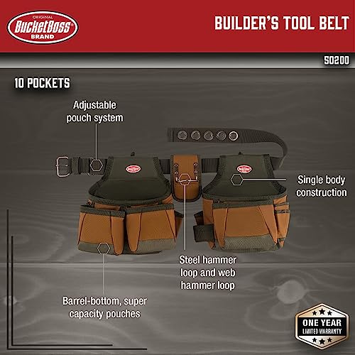 Bucket Boss 50200 Two Bag Tool Belt in Brown