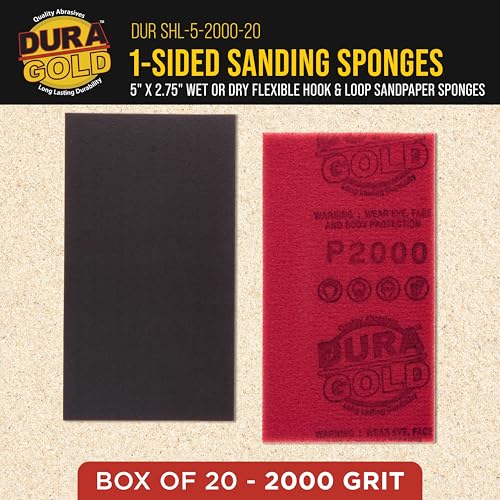 Dura-Gold 2000 Grit 5" x 2-3/4" Sanding Sponges, Flexible Sandpaper, 20-Pc - style: 2000 Grit