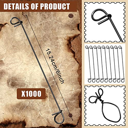 1001 Pcs Double Loop Rebar Wire Bar Ties 6 Inch 16 Gauge Rebar Wire with Automatic Twister Tying Tool for Securing(Black) - color: Black