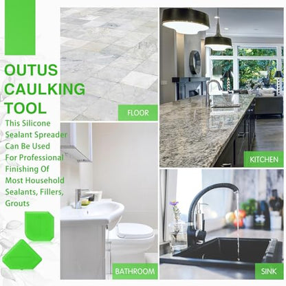 Outus 2 Pcs Caulking Tool Silicone Grout Scraper for Sealing, Light Green - color: Light Green