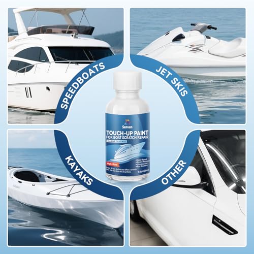 SENVEN Boat Paint Touch Up Pen High-Gloss Boat Scratch Repair Marine Topside Bottom Enamel Marine Repair for Boats, Wood, Fiberglass, Aluminum, Metals Black White 30ml - color: White01