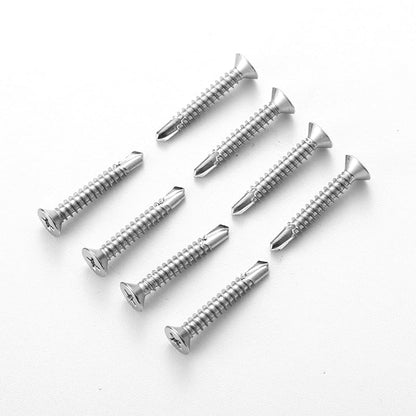 #10 x 1 (100 Pack) Flat Head Sheet Metal Screws Self-Tapping Screw Phillips Head Self Drilling Screws, 410 Stainless Steel - size: #10 x 1''