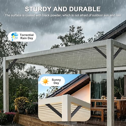 45 Degree Steel Pergola Brackets Kit, 4pcs Black Angle Support Braces