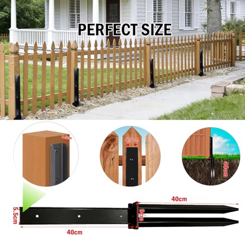 2 Pack Double-Tube Fence Post Anchor, Heavy Duty Ground Spike Repair Kit